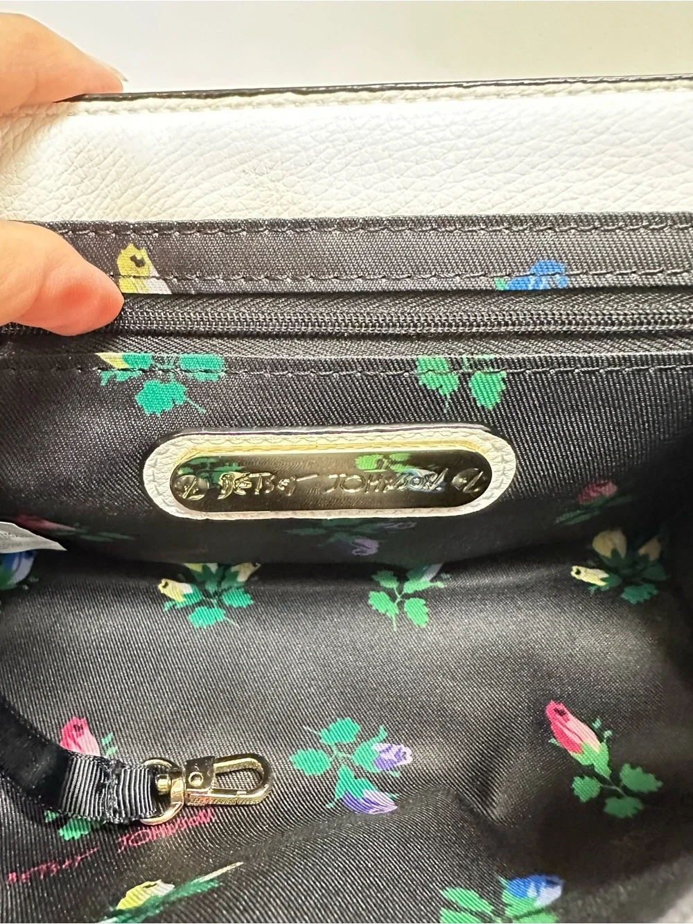 Betsey Johnson White Polka Dot Crossbody with Neon Heart Charm